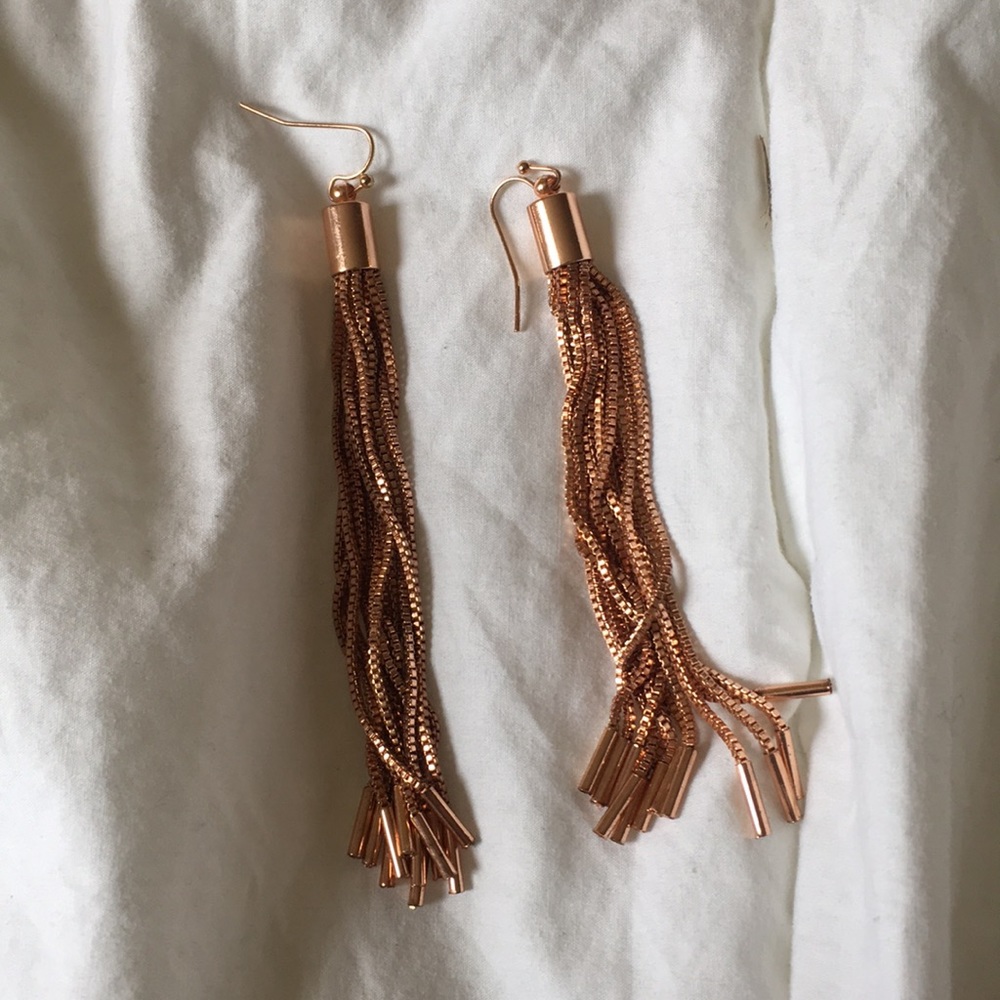 Rose gold tassel earrings